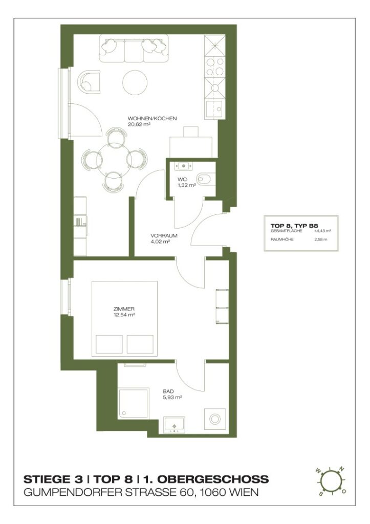 Wohnung Top 3.08, 1. Obergeschoss