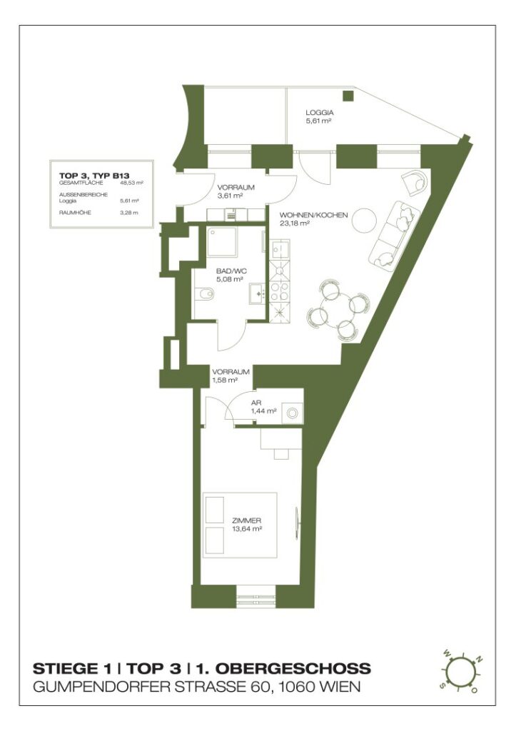 Wohnung Top 1.03, 1. Obergeschoss